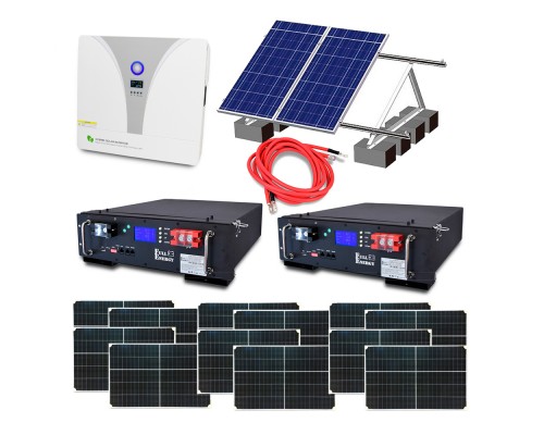 Автономная система бесперебойного питания мощностью 8 кВт с LiFePO4 АКБ, солнечными панелями и монтажным набором (балластная система)