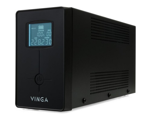 Источник бесперебойного питания Vinga VPC-600MU 600ВА / 360 Вт с LCD-дисплеем с USB в металлическом корпусе