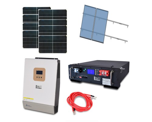 Автономная система бесперебойного питания мощностью 5 кВт с LiFePO4 АКБ, солнечными панелями и монтажным набором на наклонную крышу