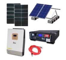 Автономная система бесперебойного питания мощностью 5 кВт с LiFePO4 АКБ, солнечными панелями и монтажным набором (балластная система)