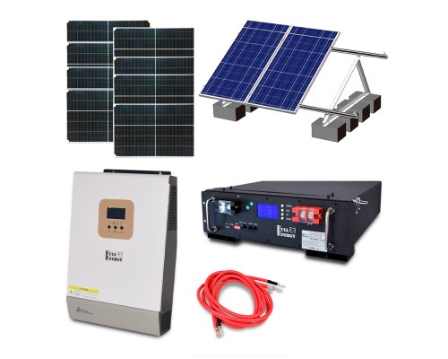 Автономная система бесперебойного питания мощностью 5 кВт с LiFePO4 АКБ, солнечными панелями и монтажным набором (балластная система)