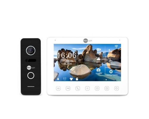 Комплект відеодомофона Neolight NeoKIT HD+ WF Black: відеодомофон 7" з Wi-Fi з детектором руху і 2 Мп відеопанель