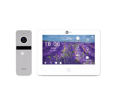 Комплект видеодомофона NeoKIT HD Pro WF Silver: видеодомофон 7" с Wi-Fi с детектором движения и 2 Мп видеопанель