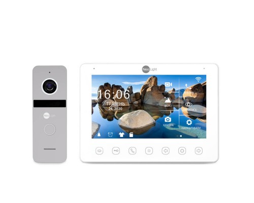 Комплект відеодомофона Neolight NeoKIT HD+ WF Silver: відеодомофон 7" з Wi-Fi з детектором руху і 2 Мп відеопанель