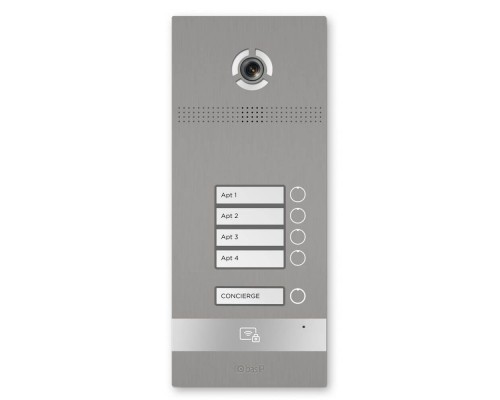 IP панель виклику на 4 абоненти Bas-IP BI-04 silver з розпізнаванням облич і зчитувачем UKEY для IP-домофонів