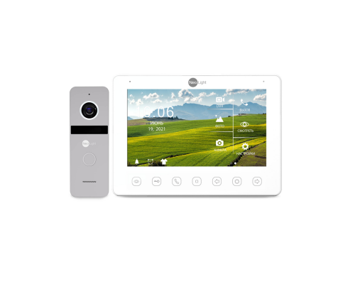 Комплект видеодомофона NeoKIT HD+ Silver: видеодомофон 7" с детектором движения и 2 Мп видеопанель
