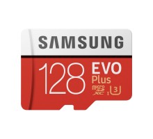 Карта памяти Samsung 128GB microSDXC C10 UHS-I U3 R100/W60MB/s Evo Plus V2 + SD адаптер (MB-MC128HA/RU)