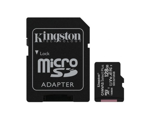 Карта памяти microSDXC Kingston 128GB Canvas Select Plus Class 10 UHS-I + SD-адаптер (SDCS2/128GB)