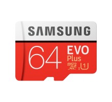 Карта памяти Samsung 64GB microSDXC C10 UHS-I U1 R100/W20MB/s Evo Plus V2 + SD адаптер (MB-MC64HA/RU)