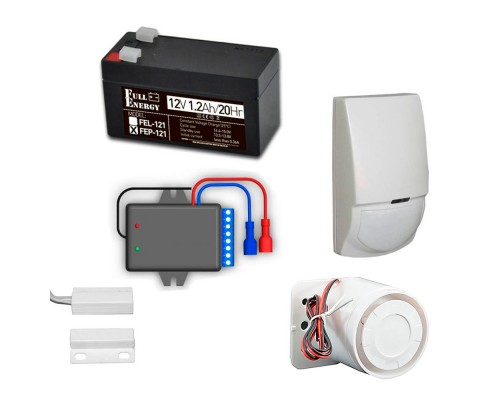 Комплект охоронної GSM сигналізації з GSM OKO-SX, датчиком руху, герконом, сиреною, акумулятором