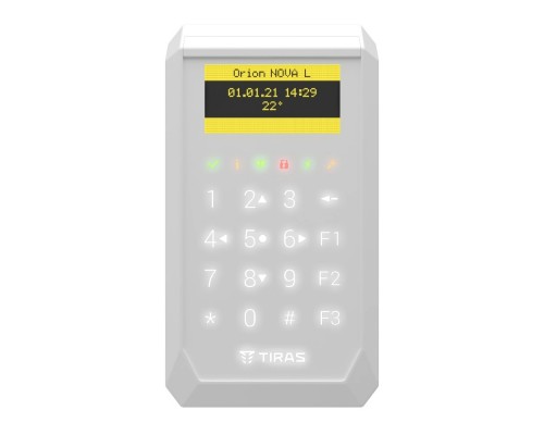 Сенсорна клавіатура TIRAS Technologies K-PAD OLED+ (white) для керування охоронною системою Orion NOVA II