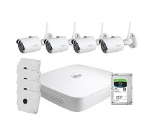 Комплект видеонаблюдения WiFi kit 4cam: 1 видеорегистратор, 1 жесткий диск, 4 Wi-Fi-видеокамеры 4 Мп и 4 кронштейна