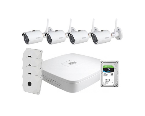 Комплект відеоспостереження WiFi kit 4cam: 1 відеореєстратор, 1 жорсткий диск, 4 Wi-Fi-відеокамери 4 Мп та 4 кронштейни