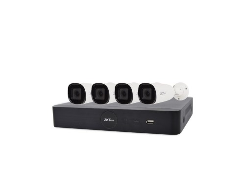 IP комплект видеонаблюдения с 4 камерами ZKTeco KIT-8504NER-4P/4- BL-852O38S